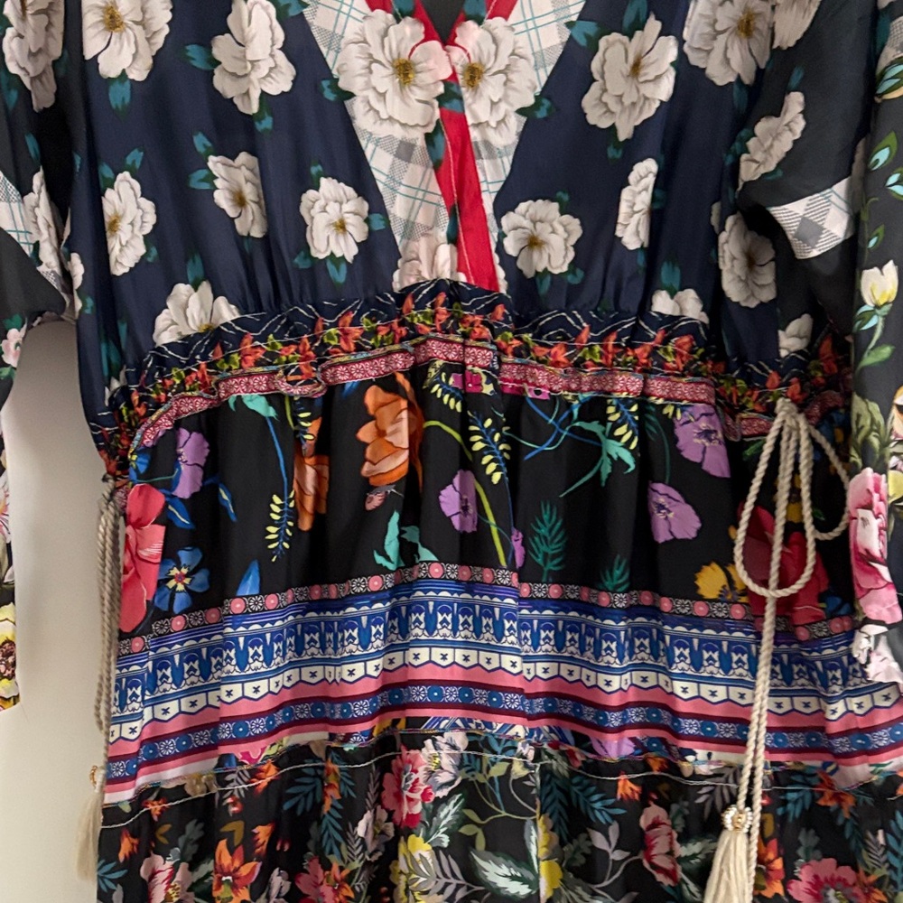Johnny Was Black Floral Long Sleeve Dress - Picture 5 of 9